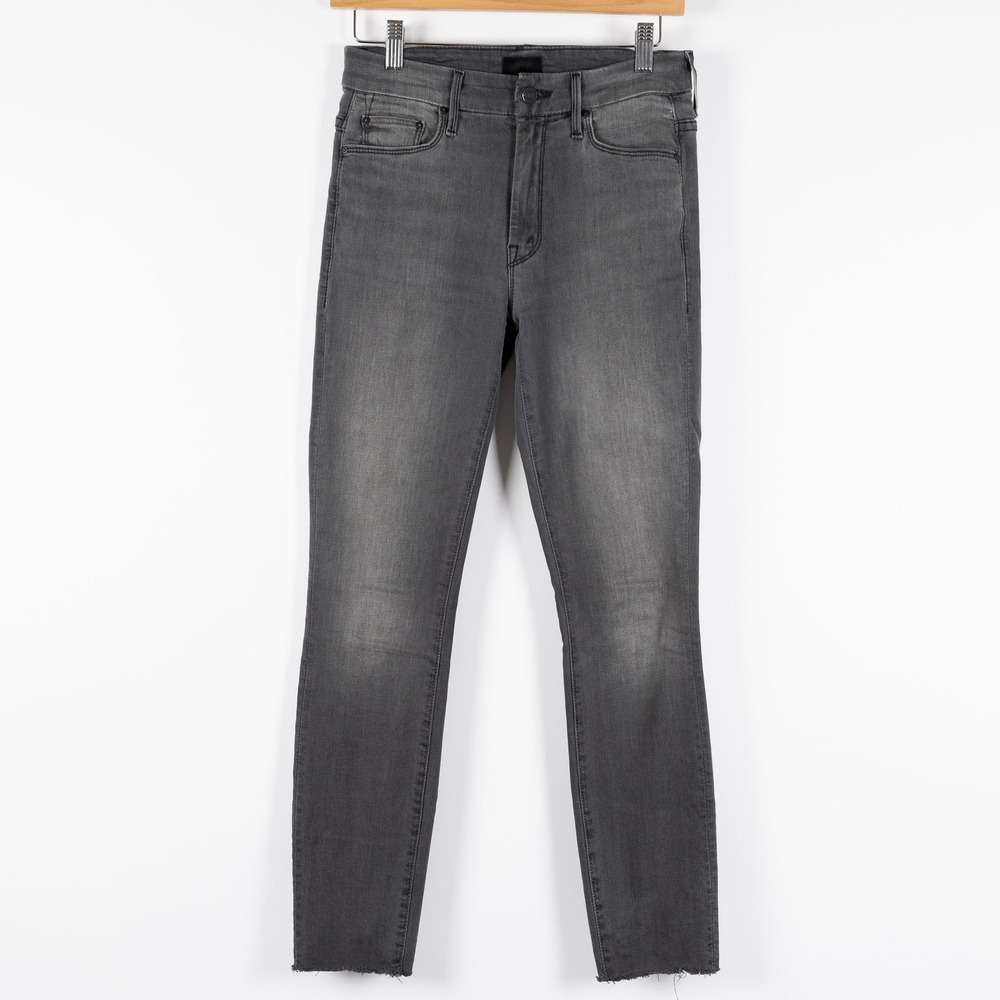 MOTHER High Waisted Looker Ankle‎ Fray Jeans Gray Wash Size 25 Denim